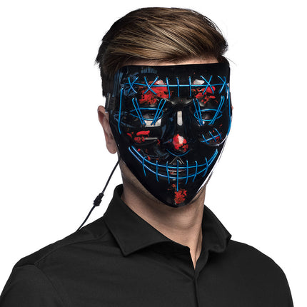 Halloween Led-Masker Killer Smile Blauw