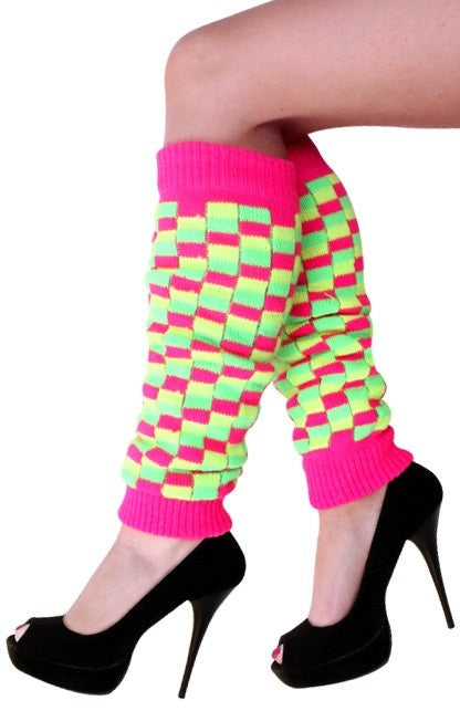 Beenwarmers Fluor Roze/Geel/Groen