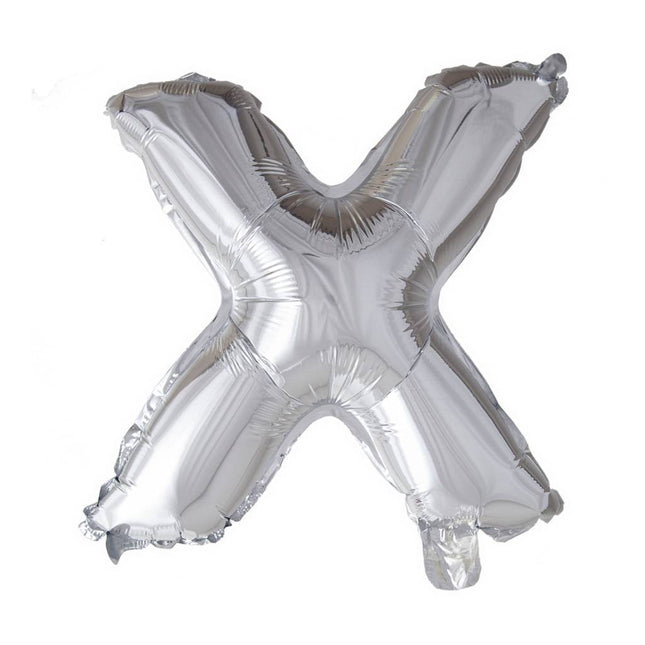 Folie Ballon Letter x Zilver XL 102cm leeg