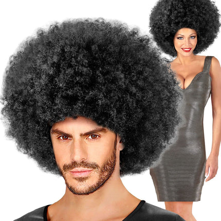 Zwarte Pruik Afro Maxi