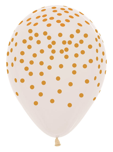 Ballonnen Confetti Gold Print Clear 30cm 25st