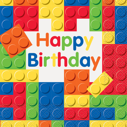 Happy Birthday Servetten Gekleurd Lego 16st