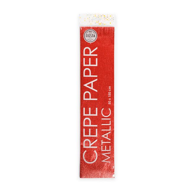 Crepe Papier Metallic Rood 50cm 1,5m