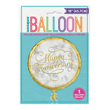 Helium Ballon Jubileum Happy Anniversary 45cm leeg