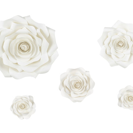 Wanddecoratie Bloemen Wit 5st