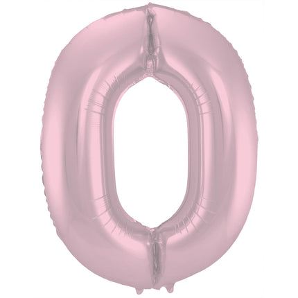 Folie Ballon Cijfer 0 Pastel Roze XL 86cm leeg