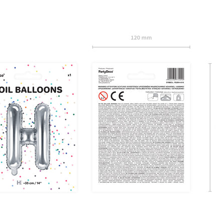 Folie Ballon Letter H Zilver Leeg 35cm