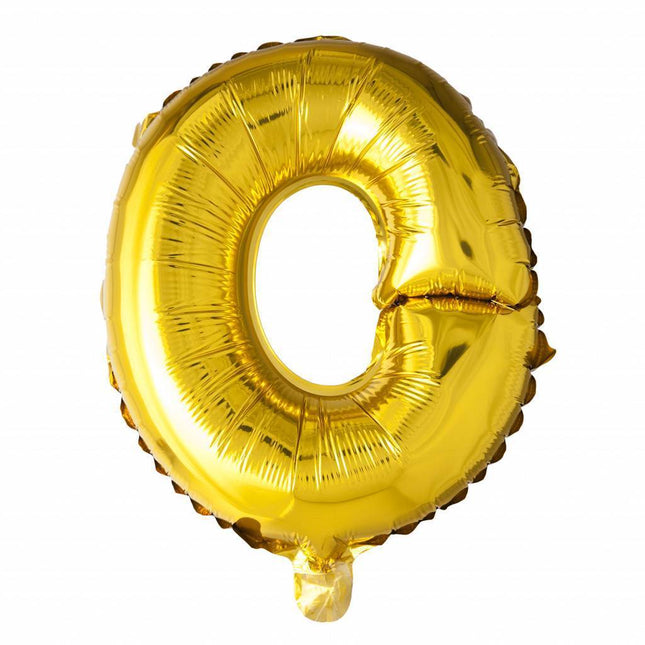 Folie Ballon Letter O Goud 41cm met Rietje