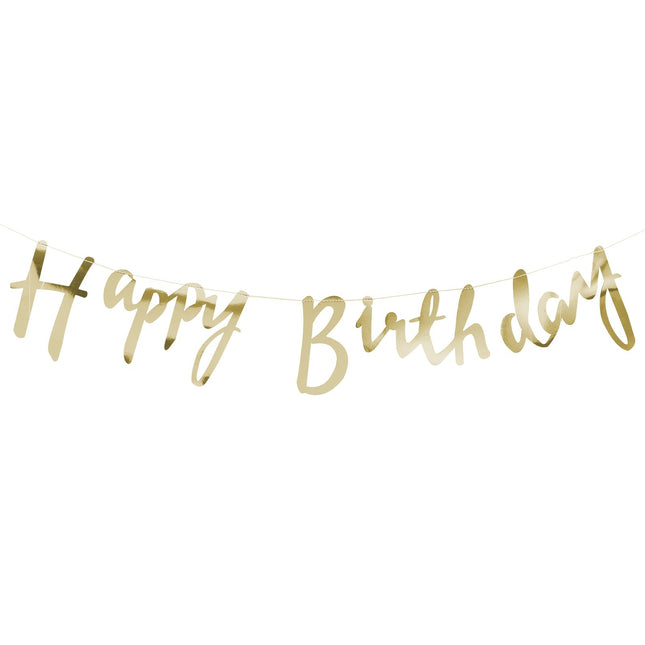 Gouden Happy Birthday Letterslinger 1,8m