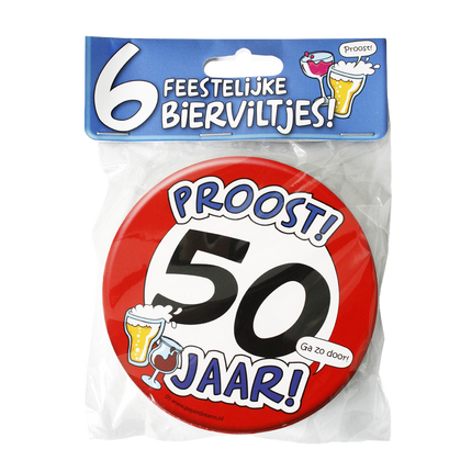 Bierviltjes 50 Jaar 12,5cm 6st