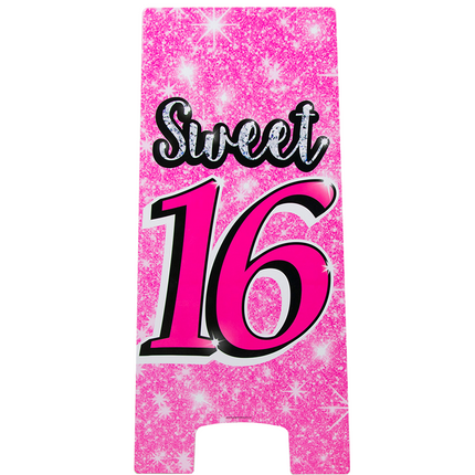 Warning Sign Sweet 16 Roze 62,5cm