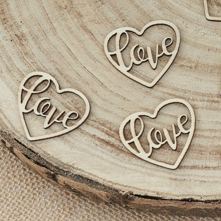 Tafelconfetti Love Hart Hout 3,5cm 24st