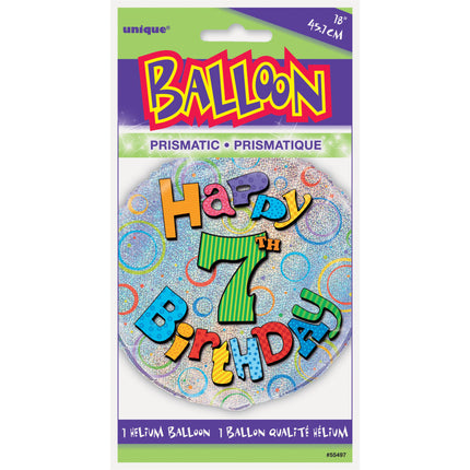 Helium Ballon 7 Jaar Glitters 45cm leeg