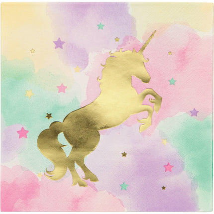 Gekleurde Unicorn Servetten 33cm 16st