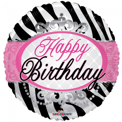 Helium Ballon Happy Birthday Zebra 45cm leeg