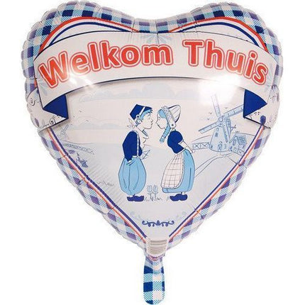 Helium Ballon Welkom Thuis Delfts Blauw 45cm leeg