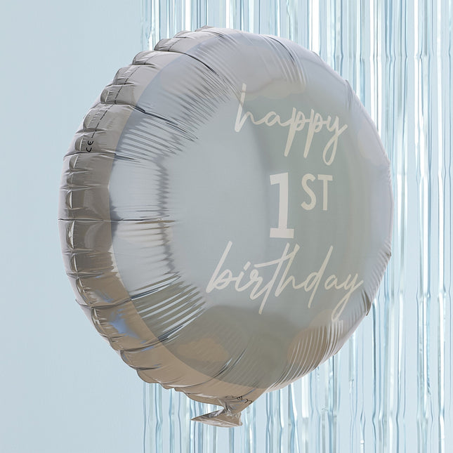 Happy 1St Birthday Helium Ballon Blauw Leeg 43cm