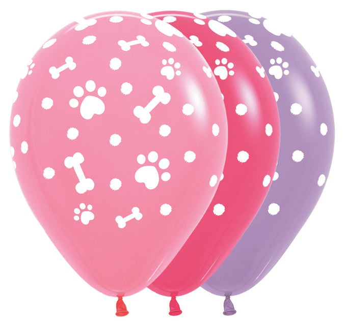 Ballonnen Paw Prints Girl Mix 30cm 25st