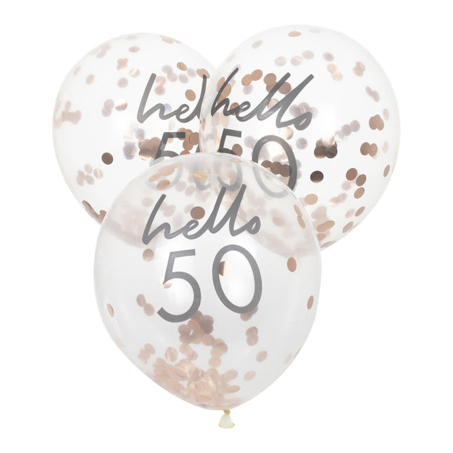 Rose Gouden Confetti Ballonnen 50 Jaar 30cm 5st