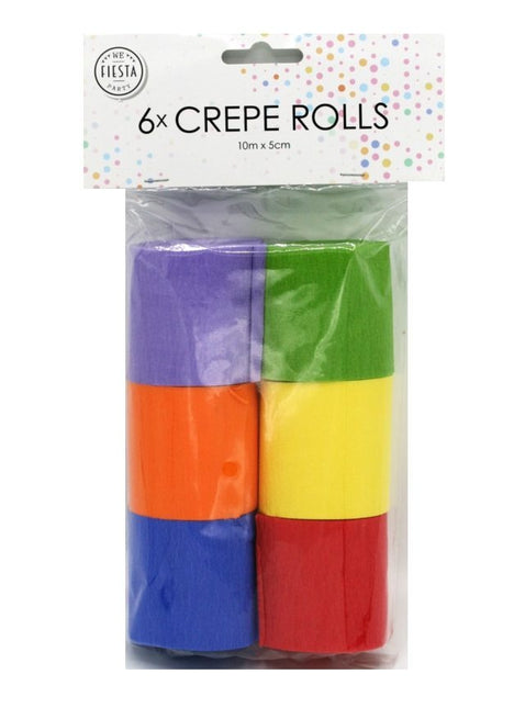 Crepe Papier Rollen Gekleurd 6st