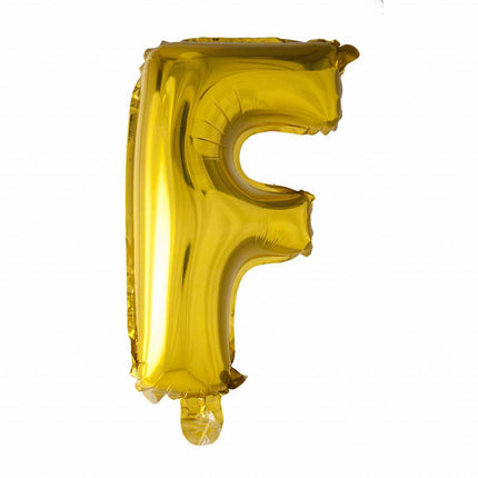 Folie Ballon Letter F Goud 41cm met Rietje