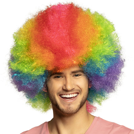 Gekleurde Pruik Afro Clown