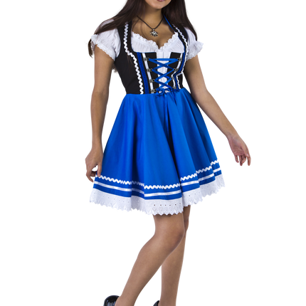 Oktoberfest Dirndl Jurk Oktoberfest Blauw Wit Dames 2 Delig