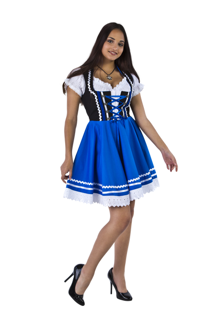 Oktoberfest Dirndl Jurk Oktoberfest Blauw Wit Dames 2 Delig