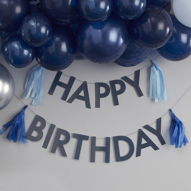 Blauwe Happy Birthday Slinger Tassels 1,5m