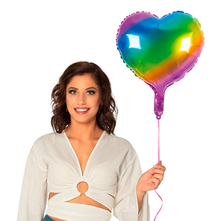 Regenboog Helium Ballon Hart Leeg 45cm