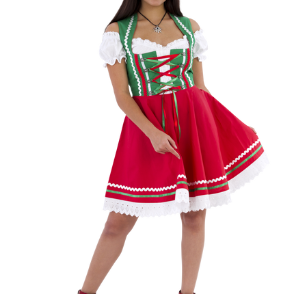 Oktoberfest Dirndl Jurk Oktoberfest Rood Groen Dames 2 Delig