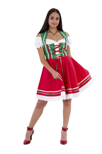 Oktoberfest Dirndl Jurk Oktoberfest Rood Groen Dames 2 Delig