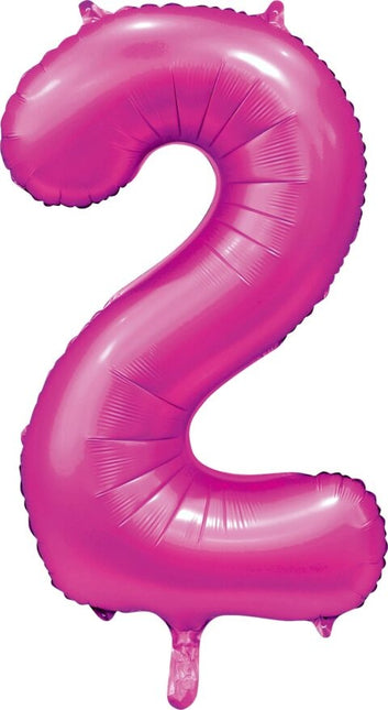 Fuchsia Cijfer Ballon 2 Jaar Glans 86cm