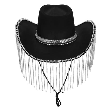 Cowgirl Hoed Zwart Glitters