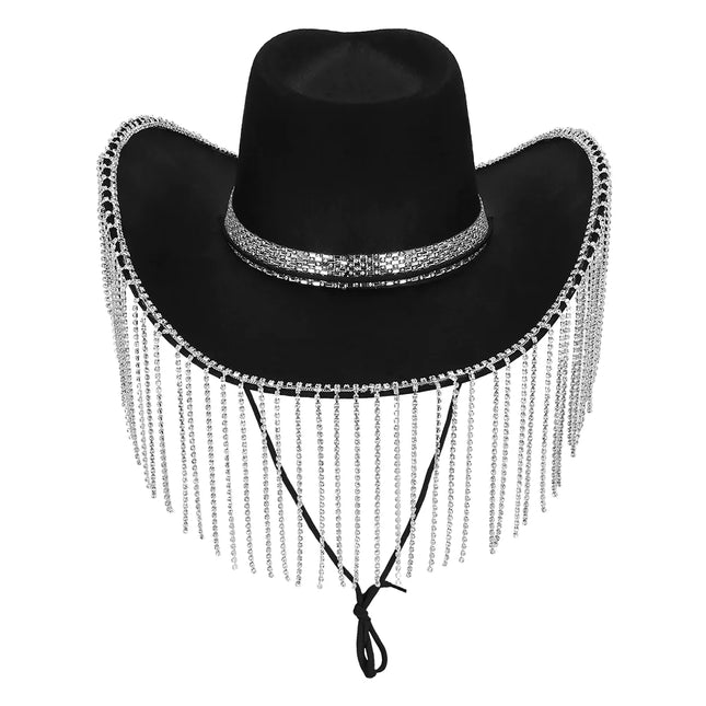 Cowgirl Hoed Zwart Glitters