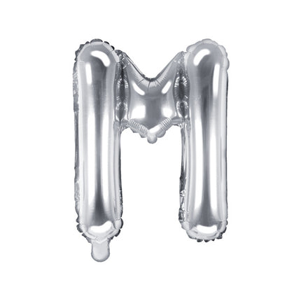 Folie Ballon Letter M Zilver Leeg 35cm