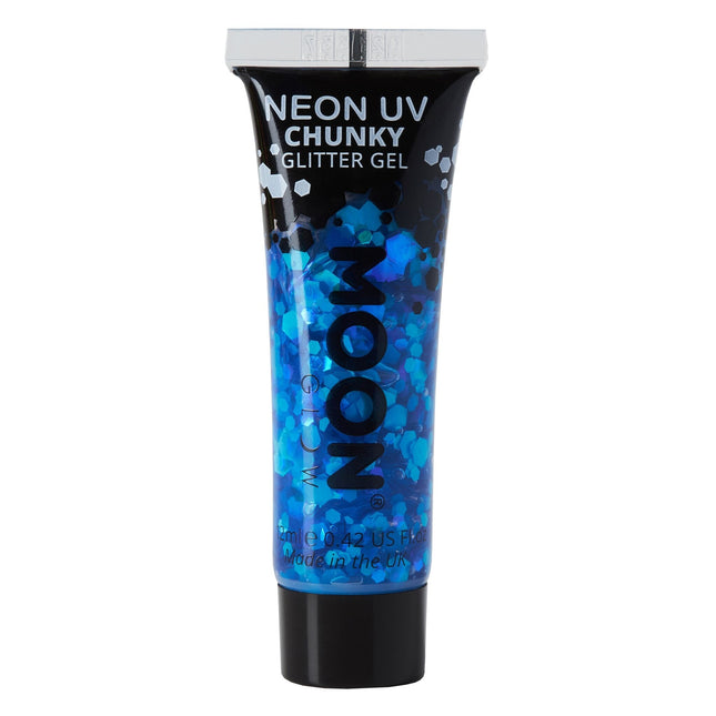 Moon Glow Neon UV Chunky Glitter Gel Blue 12ml