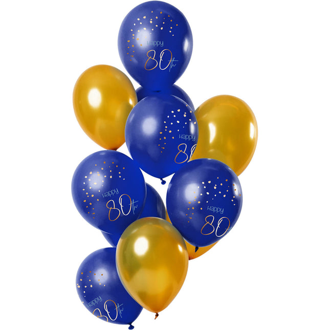 Ballonnen 80 Jaar Blauw 30cm 12st