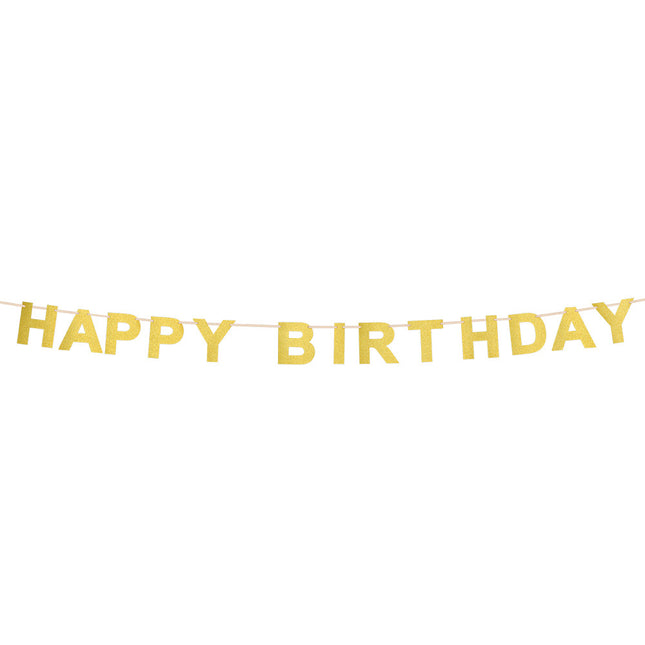 Gouden Happy Birthday Letterslinger 2,25m