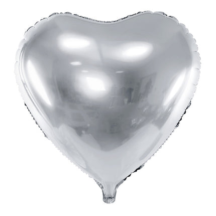 Helium Ballon Hart Zilver Leeg 45cm