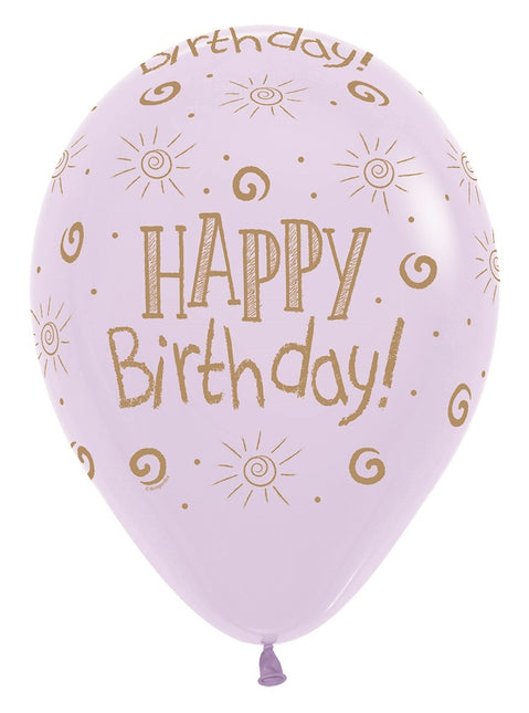 Ballonnen Happy Birthday Sun Pastel Matte Mix 30cm 25st