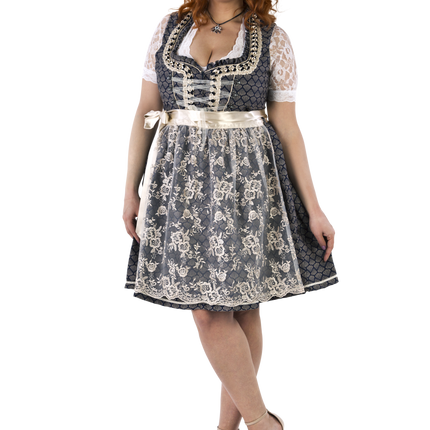 Blauw Wit Creme Dirndl Jurk Oktoberfest Dames 2 Delig