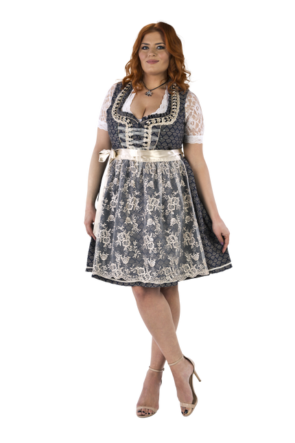 Blauw Wit Creme Dirndl Jurk Oktoberfest Dames 2 Delig