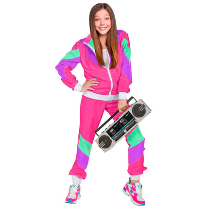 Neon 80S Trainingspak Fout Roze Kind