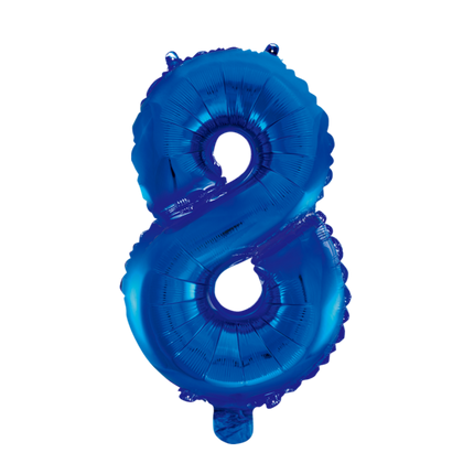 Folie Ballon Cijfer 8 Blauw XL 86cm leeg