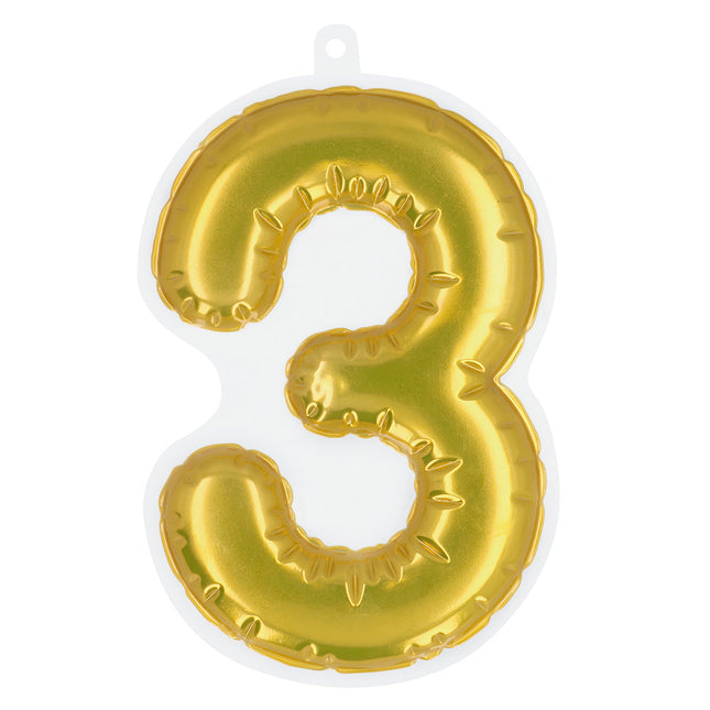 Gouden 3 Jaar Stickers Folieballon 20cm