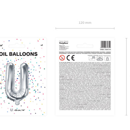 Folie Ballon Letter U Zilver Leeg 35cm