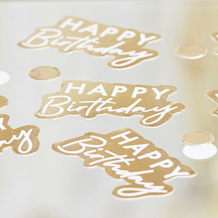 Happy Birthday Tafelconfetti Goud/Wit