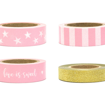 Washi Tape Lichtroze Goud 10m 4st