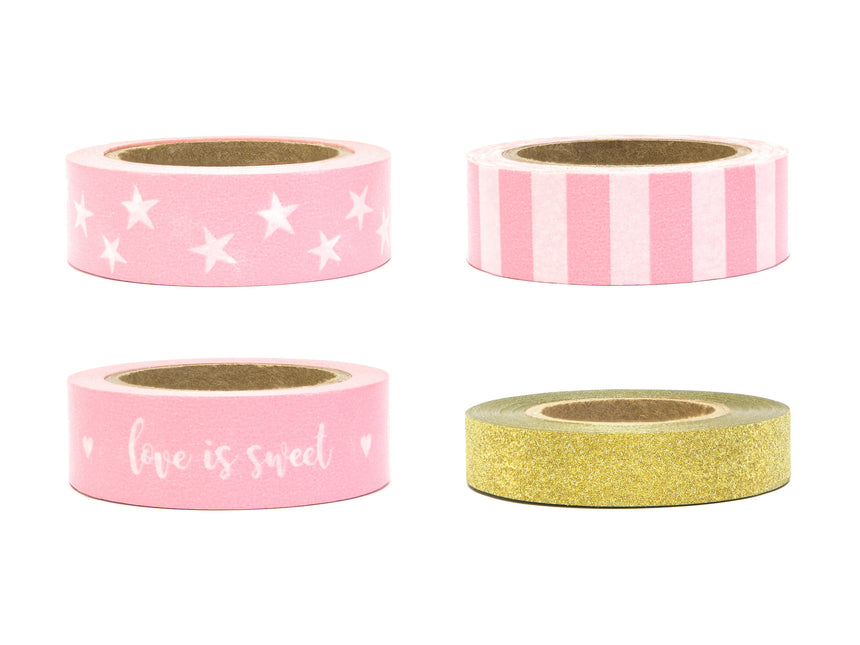 Washi Tape Lichtroze Goud 10m 4st